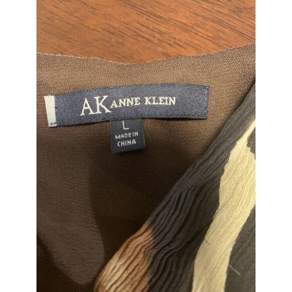 Anne Klein Silk Animal Print Babydoll Top Blouse Size L - Picture 4 of 8